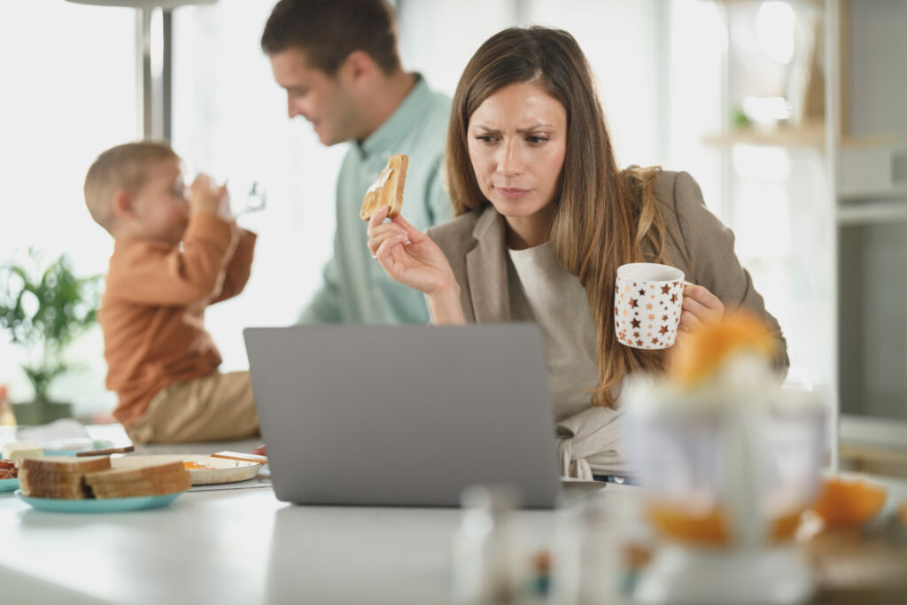 Working parents trying to manage home and job responsibilities and trying to figure out how to deal with feeling overwhemed.